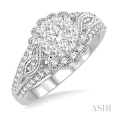 3/4 ctw Diamond Lovebright Engagement Ring in 14K White Gold